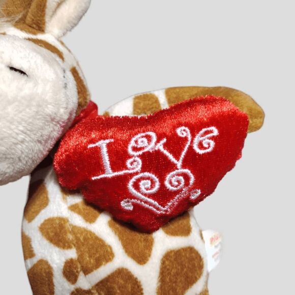 2 Plush Stuffed Animal Toys Bear and Giraffe Valentine's Day Love Plushland - Picture 4 of 10